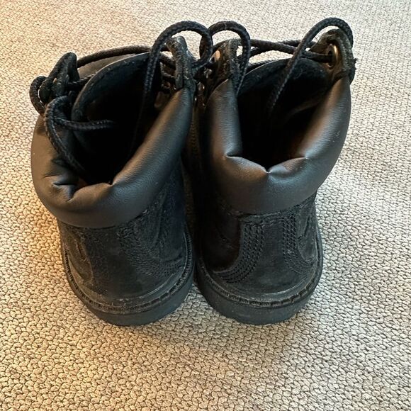 Timberland Kids Leather Waterproof Black Boots Size 6c - Picture 7 of 8